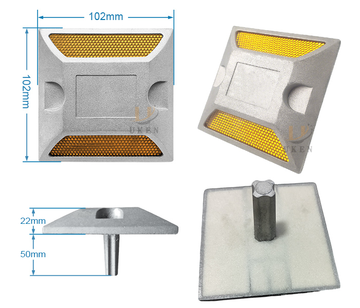 Size of R007 Aluminum Reflective Road Stud